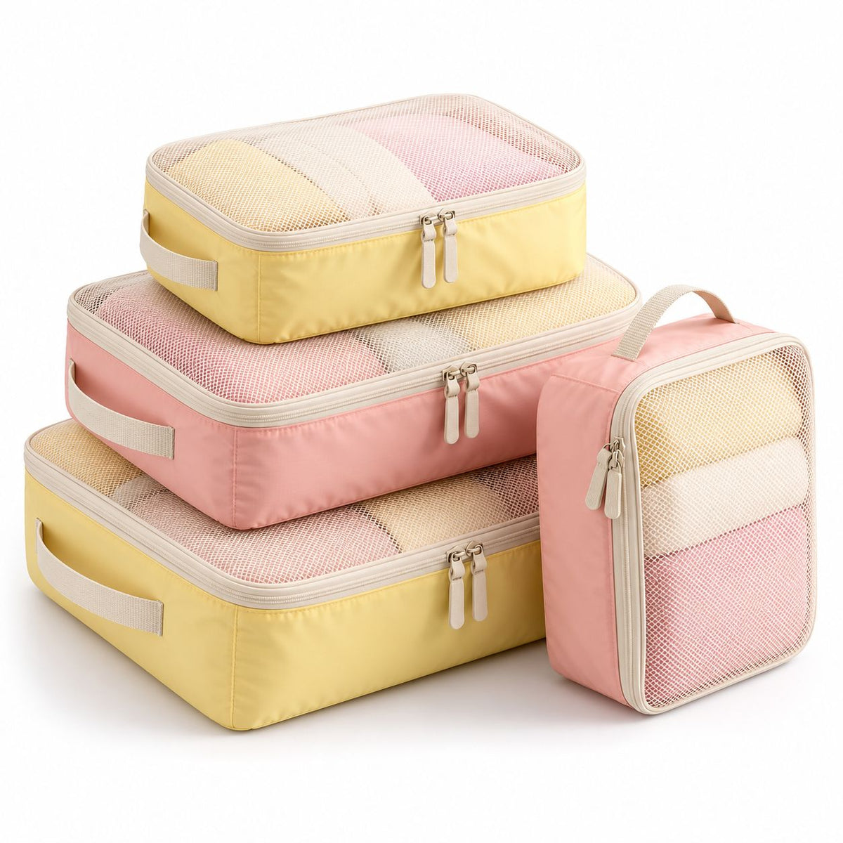 Pastel Mesh Packing Cubes, 4-Piece Set