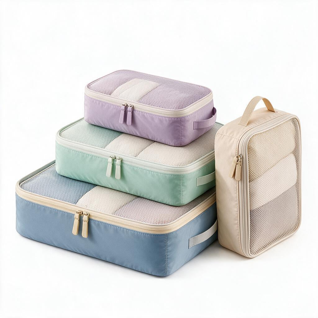 Pastel Mesh Packing Cubes, 4-Piece Set — color styling