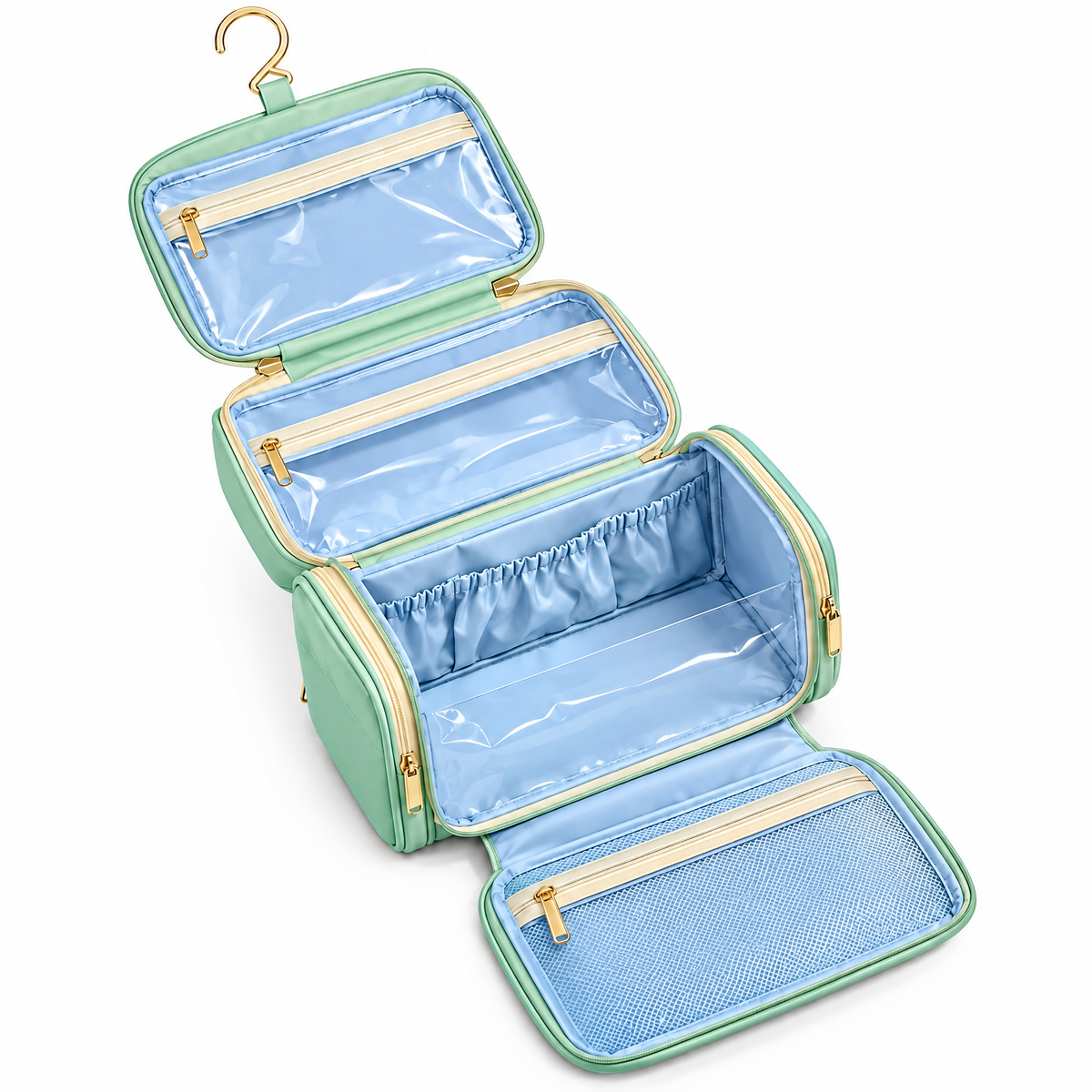 Mint Hanging Travel Toiletry Organizer — close-up