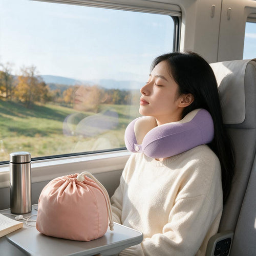 Contoured Travel Neck Pillow with Carry Pouch — product view