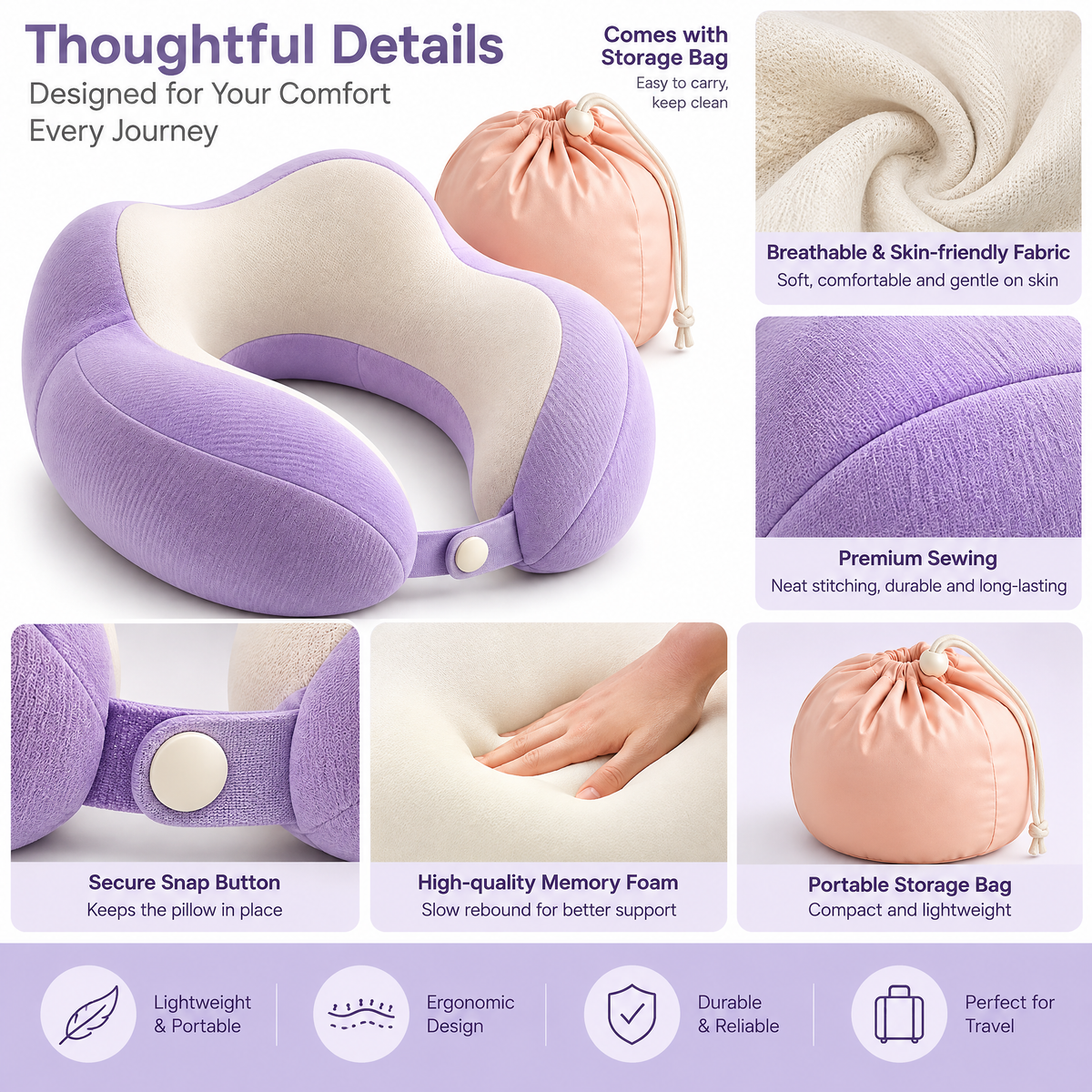 Contoured Travel Neck Pillow with Carry Pouch — travel lifestyle