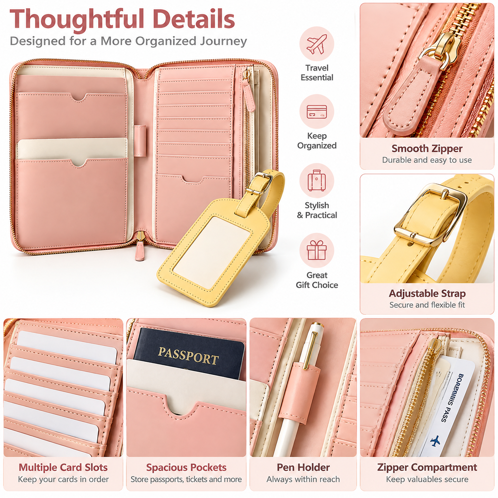 Travel Document Wallet & Luggage Tag — feature details