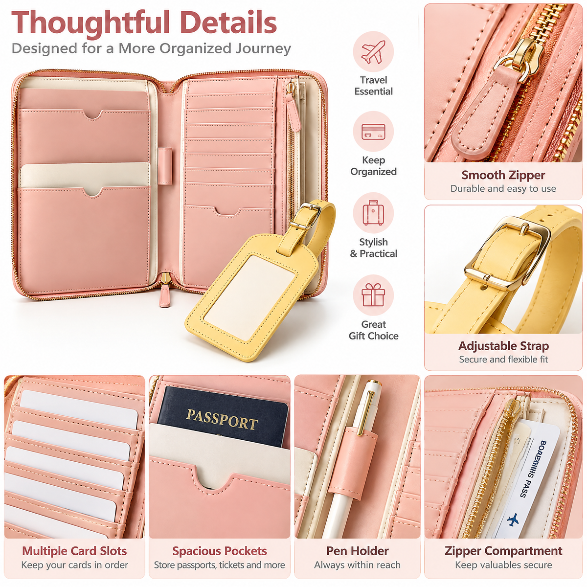 Travel Document Wallet & Luggage Tag — feature details