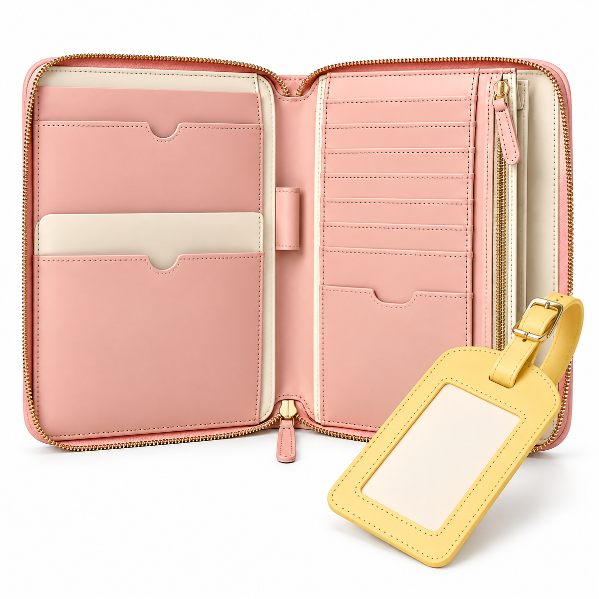 Travel Document Wallet & Luggage Tag — close-up