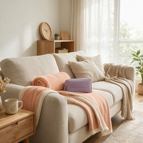 Apricot Travel Blanket with Zip Carry Pouch — product view