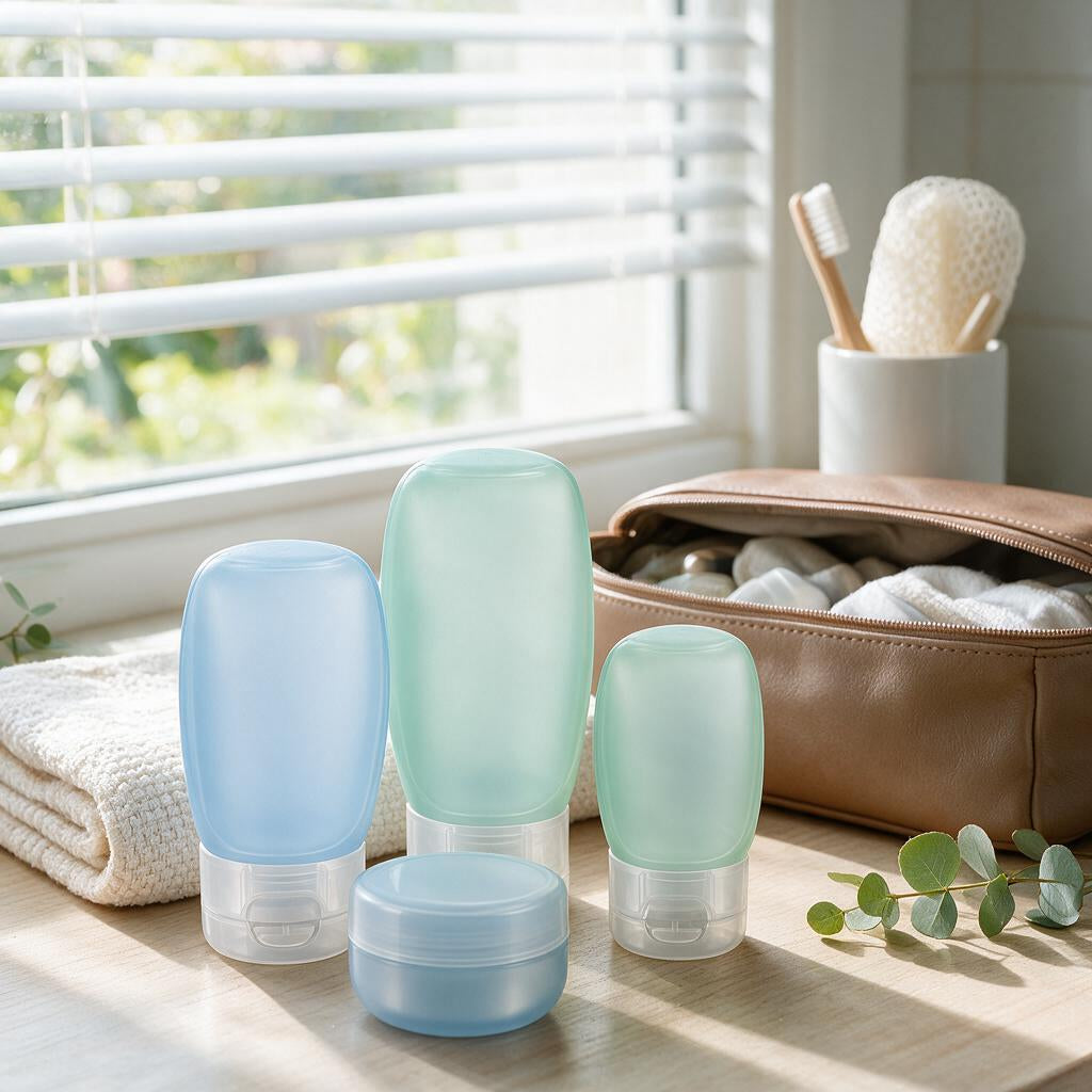 Pastel Refillable Travel Bottles & Jar, 4-Piece Set — travel lifestyle