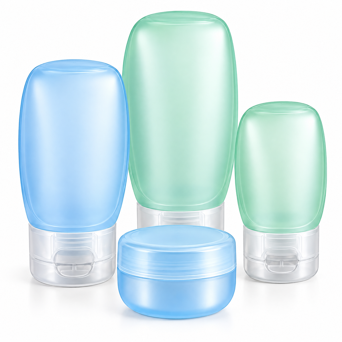 Pastel Refillable Travel Bottles & Jar, 4-Piece Set — close-up