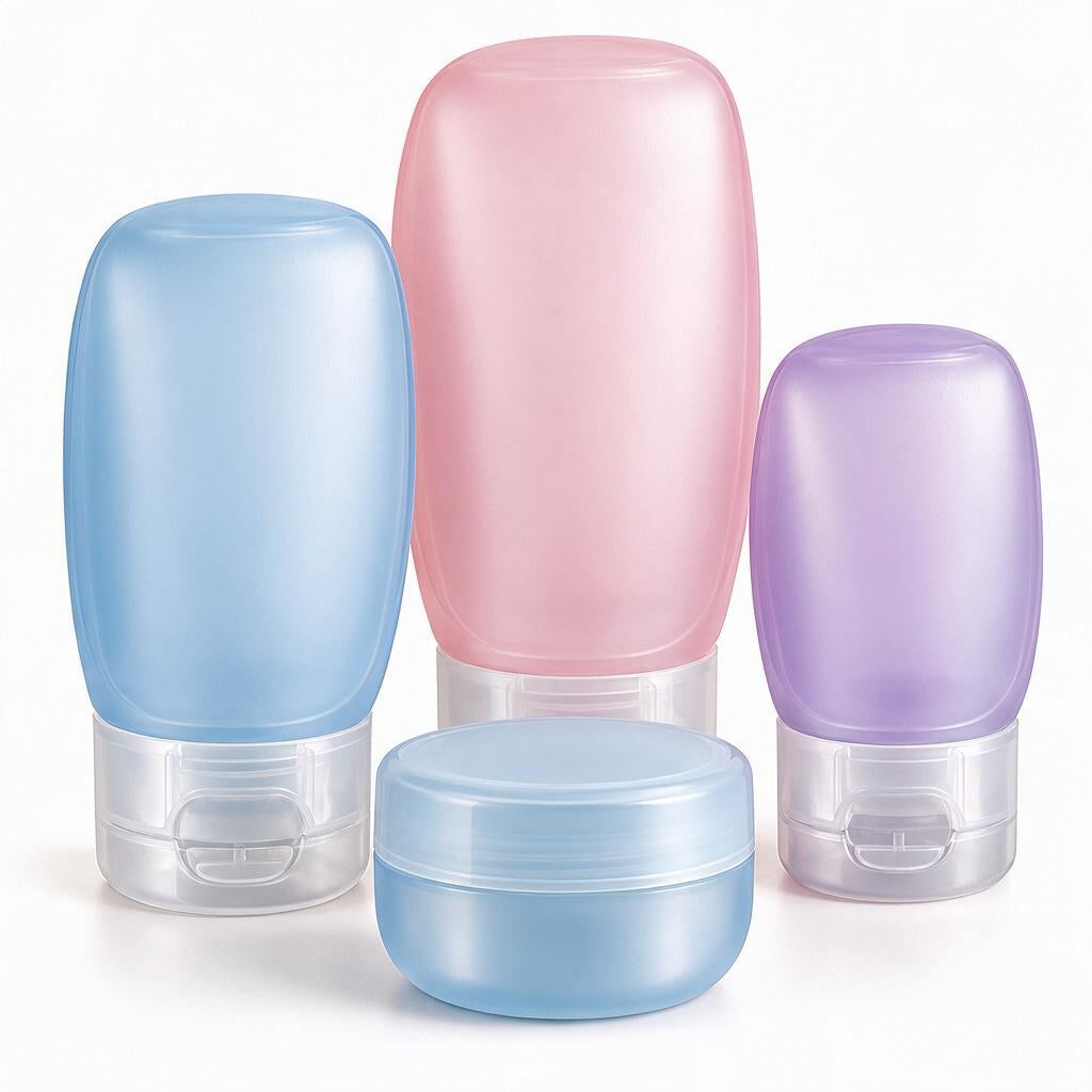 Pastel Refillable Travel Bottles & Jar, 4-Piece Set — color styling